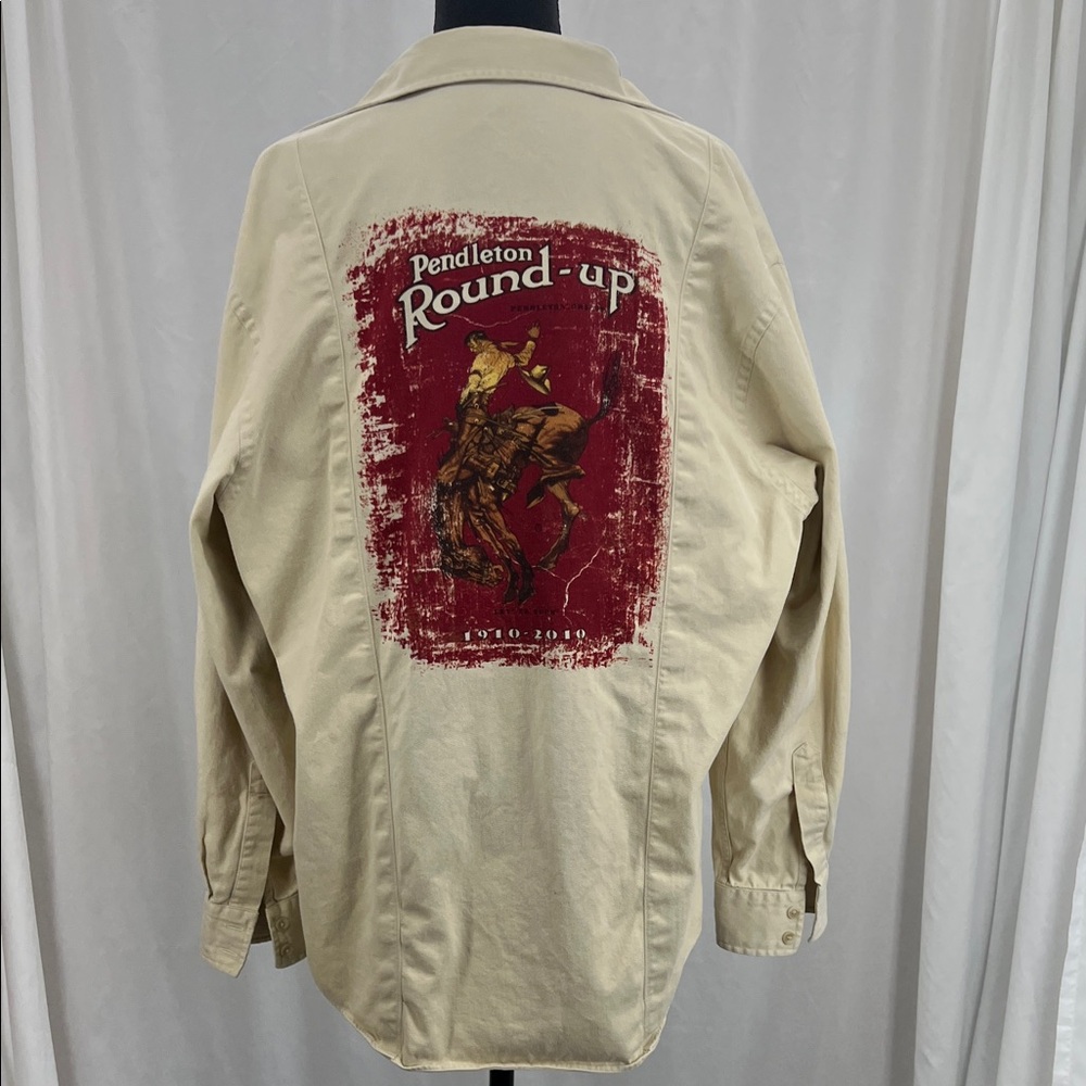 Pendleton Tan button Down Jacket Shirt Red Wester… - image 1